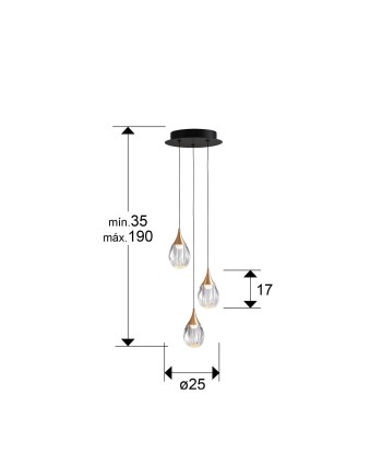 CORINA- LAMPARA 3L NEGRO-COBRE